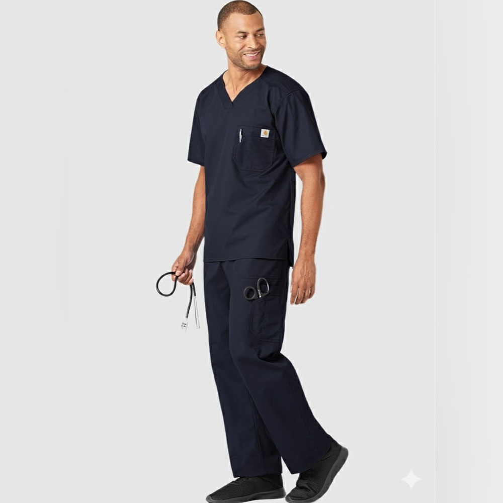NWT SET of Carhartt ⚡️ Men's Ripstop Utility Nurses Scrub Top&Pants size XS Navy